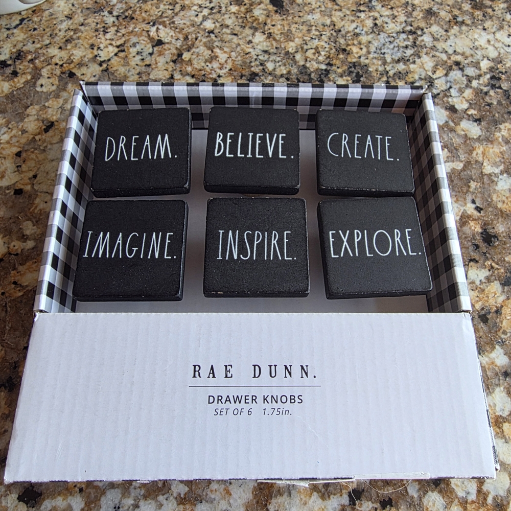 Rae Dunn Black Inspirational Drawer Knobs
